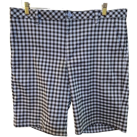 Izod Golf Shorts Blue Plaid Flat Front Preppy Outdoor Casual Men's Size 38 - Picture 1 of 5